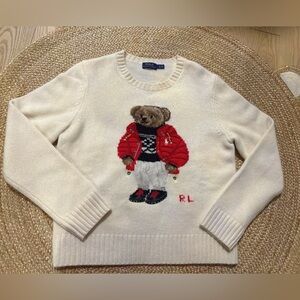 Ralph Lauren Cream Bear Knit Sweater